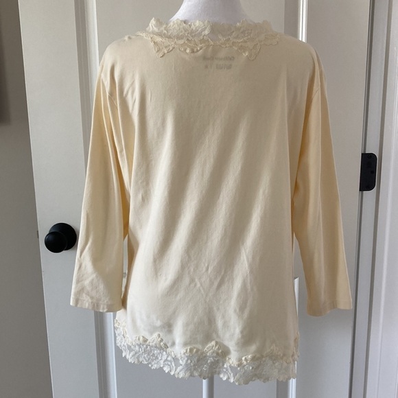 Coldwater Creek XL lace top crossover ivory 3/4 sleeves - Picture 7 of 10